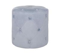 Puf otomana redondo capitoné gris claro con reposapiés acolchado Corolla