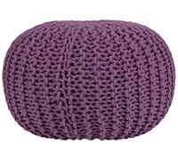 Puf otomana violeta tejido de algodón relleno de EPS reposapiés pequeño redondo 50 x 35 cm Conrad