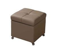 Puf otomano de cuero ecológico con pie rodante para sala de estar y dormitorio, asiento tapizado en forma de cubo, color caqui (40 cm)