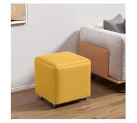 Puf otomano móvil con ruedas, reposapiés de cuero apilable 5 en 1, silla cuadrada para dormitorio y sala de estar, color beige, 17.7 x 17.7 x 17.7 pulgadas, elegante y funcional
