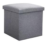 Puf otomano plegable de almacenamiento, reposapiés cuadrado, taburete portátil de gran capacidad, otomana gris de 38 x 38 x 38 cm, ideal para sala de estar y dormitorio