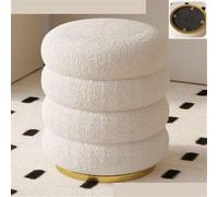 Puf otomano redondo de almacenamiento blanco acogedor taburete de maquillaje para sala de estar o dormitorio, reposapiés suave con compartimento oculto para una nización elegante