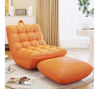 Puf para adultos, sofá moderno de cuero con otomana y soporte de espalda para sala de estar, dormitorio, oficina