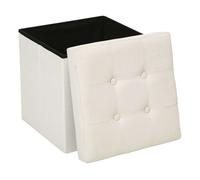 Puf plegable lysandre estilo contemporáneo en terciopelo en color beige con tapa 38x38 cm