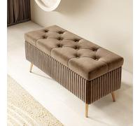 Puf rectangular de almacenamiento para dormitorio, banco de madera, reposapiés de entrada, otomano con patas, versátil asiento de 100 cm, color elegante J para decoración del hogar