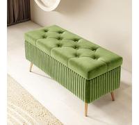 Puf rectangular de almacenamiento para dormitorio interior, reposapiés de madera con patas para entrada, otomano, grande, 80 cm, asiento decorativo, elegante en color L