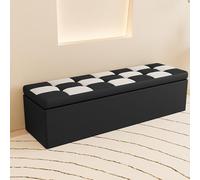 Puf rectangular de almacenamiento para interiores, banco otomano de madera para dormitorio, entrada, banco de almacenamiento, contenedor cuadrado, elegante decoración del hogar (color: B)