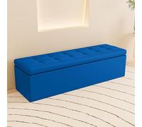 Puf rectangular de almacenamiento para interiores con contenedor de madera, taburete cuadrado de almacenamiento para dormitorio, entrada, almacenamiento otomano, hogar elegante (color: B)