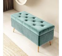 Puf rectangular de almacenamiento para interiores con pies, otomana de madera de 120 cm, elegante asiento de almacenamiento para dormitorio, entrada, mueble moderno versátil (color: E)