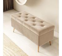 Puf rectangular de almacenamiento para interiores, dormitorio, taburete de almacenamiento de madera, otomano con patas, elegante asiento de contenedor (tamaño: 40 cm, color: A)