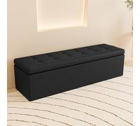 Puf rectangular de madera con almacenamiento oculto, otomana para interiores para dormitorio y entrada, taburete cuadrado, elegante baúl de almacenamiento, color: B