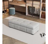 Puf rectangular tapizado con espacio de almacenamiento, ideal para sala de estar, dormitorio, al pie de la cama o entrada. También sirve como banco con espacio para guardar juguetes(Gray,60cm/23.6in)