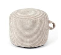 Puf redondo de relleno otomano, pufs de pana con relleno de trozos de espuma, puf peludo y esponjoso, taburete otomano de almacenamiento, 50 x 35 cm, reposapiés para sala de estar (blanquecino)