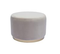 Puf redondo de terciopelo taupe y metal dorado D54 cm AMAYA