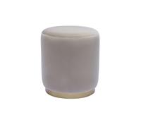 Puf redondo de terciopelo topo y metal dorado D40 cm AMAYA