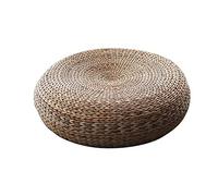 Puf redondo tejido a mano con diseño de hoja de plátano con cojín acolchado, asiento de suelo, 50 x 17 cm