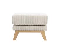 Puf reposapiés desenfundable escandinavo en tela terciopelo acanalado beige y madera clara OSLO