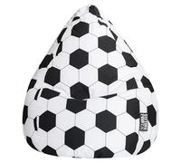 Puf saco Fútbol (70 x 70 x 110 cm, Diámetro: 70 cm, Negro/Blanco, XL)