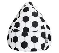 Puf saco Fútbol (70 x 70 x 90 cm, Diámetro: 70 cm, Negro/Blanco, L)