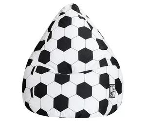 Puf saco Fútbol (70 x 70 x 90 cm, Diámetro: 70 cm, Negro/Blanco, L)