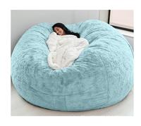 Puf XXL azul cielo cómodo y funda perfecta para niños y adultos, ideal para sala de estar y dormitorio, 130 x 65 cm, relleno de 1,5 m no incluido