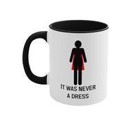 Pufei Taza de café It Was Never a Dress, para empoderamiento femenino, cerámica que cambia de color, 11 oz, regalos originales de igualdad para mujeres, mamás, jefa, apta para microondas y lavavajil