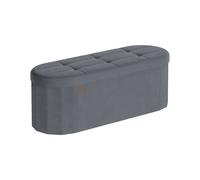SONGMICS Puff Almacenaje, Baúl de Almacenaje, Reposapiés Plegable, Fácil Montaje, para Salón, Recibidor y Dormitorio, Terciopelo, Capacidad de 110 L, 38 x 110 x 38 cm, Gris Pizarra LSF297GN01