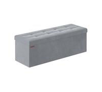 SONGMICS Puff Almacenaje, Baúl de Almacenaje Plegable, 38 x 110 x 38 cm, Taburete Reposapiés, Banco de Cubo, Soporta hasta 300 kg, para Sala de Estar, Dormitorio, Entrada, Gris Paloma LSF277G02