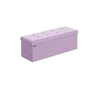 SONGMICS Puff Almacenaje, Baúl de Almacenaje Plegable, 38 x 110 x 38 cm, Taburete Reposapiés, Banco de Cubo, Soporta hasta 300 kg, para Sala de Estar, Dormitorio, Entrada, Lila Claro LSF277P01