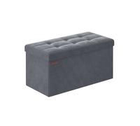 Puff Almacenaje Plegable Reposapiés para Sala de Estar Dormitorio Entrada, Gris Pizarra / 38 x 76 x 38 cm