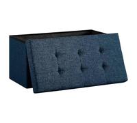 Puff Almacenaje Plegable Mikomika, Baúl de Almacenaje Multifuncional, Taburete Reposapiés, Banco de Cubo Soporta hasta 300 kg, para Sala de Estar, Dormitorio y Entrada - 76 x 38 x 38 cm (Azul)