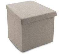 Puff Almacenaje, Taburete Almacenaje, Polyester Tela, Plegable, Asientos Acolchados, 38x38x38cm, Color Beige, Capacidad MAX 40 litros, Pack 2 Unidades