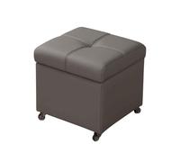 Puff Almacenaje Taburete De Almacenamiento con Ruedas, Pequeño Baúl Otomano De Cuero para Entrada Salón Elegante Y Duradero(Medium Grey,32cm/12.6in)