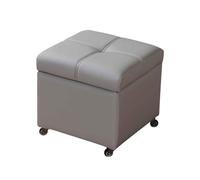 Puff Almacenaje Taburete De Almacenamiento con Ruedas, Pequeño Baúl Otomano De Cuero para Entrada Salón Elegante Y Duradero(Light Grey,32cm/12.6in)