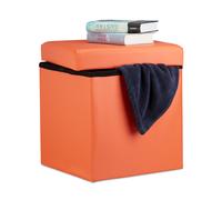 Relaxdays Taburete plegable cuero sintético naranja