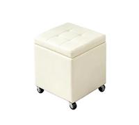 Puff Almacenaje Taburete Reposapiés Pie De Cama con Ruedas Soporta para Sala De Estar Dormitorio Entrada Dormitorio Mesa Baja Salon Reposapies De Oficina(White2,17.5" x 11.8" x 0.39")