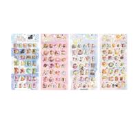 Puff-Aufkleber 4 Blatt 3D Sticker Set | Selbstklebende Dekoraufkleber für Kinder Mädchen | Bastelsticker für Scrapbook DIY Projekte | Tier Lebensmittel Aufkleber | Kreative Sticker