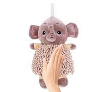 Puff Ball Hand Towel, Soft Elephant Doll Decor, 11.02x7.09x4.33 Inches, Absorbent Plush Fabric, Adorable Wall-Mount Design, Quick-Drying Hangable Towel for Bathroom Kitchen Gym Nursery Poolside