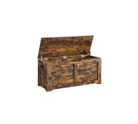 VASAGLE Puff Almacenaje, Banco Almacenaje con 2 Bisagras de Seguridad, Baúl Almacenaje, Banco Zapatero, Estilo de Campo, 40 x 100 x 46 cm, para Pasillo Dormitorio Salón, Marrón Rústico LSB061T01