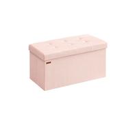 SONGMICS Puff Almacenaje, Baúl de Almacenaje Plegable, 38 x 76 x 38 cm, Taburete Reposapiés, Banco de Cama, Soporta hasta 300 kg, para Sala de Estar, Dormitorio, Entrada, Rosa Jalea LSF603R01