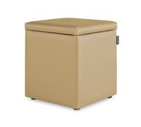 HAPPERS Pack 2 Puff Cubo Arcón Polipiel para Salón o Dormitorio Beige