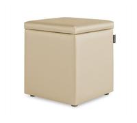 HAPPERS Puff Cubo Arcón Polipiel para Salón o Dormitorio Crudo