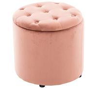 Puff De Almacenaje Redondo Pantin I Otomana De Salón Tapizada En Terciopelo I Taburete Reposapiés De Almacenamiento I Color:, Color:Fucsia
