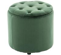 Puff De Almacenaje Redondo Pantin I Otomana De Salón Tapizada En Terciopelo I Taburete Reposapiés De Almacenamiento I Color:, Color:Verde Claro