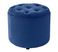 Puff De Almacenaje Redondo Pantin I Otomana De Salón Tapizada En Terciopelo I Taburete Reposapiés De Almacenamiento I Color:, Color:Azul