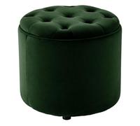 Puff De Almacenaje Redondo Pantin I Otomana De Salón Tapizada En Terciopelo I Taburete Reposapiés De Almacenamiento I Color:, Color:Verde Claro