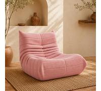 Puff Pera Adulto de Corderito 86x65x75 cm, Puff Grande para Salón, Sillón Puff Relax sin Patas, PuffSuelo Cómodo para Leer, Ver TV y Descansar, Sillón Lounge Individual Moderno para Dormitorio Rosa