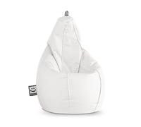HAPPERS Puff Pera para Salón y Dormitorio con Relleno | Polipiel Alta Resistencia | Sillón Relax Ergonómico Infantil y Juvenil | Puff para Leer y Jugar | Blanco 130x75 XL