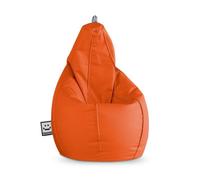 HAPPERS Puff Pera para Salón y Dormitorio con Relleno | Polipiel Alta Resistencia | Sillón Relax Ergonómico Infantil y Juvenil | Puff para Leer y Jugar | Naranja 135x90 XXL