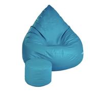 Puff Salon con Reposapiés Turquesa 95x95x120 cm - Puff con Relleno Incluido para Interiores - Bean Bag XXL de Cuero Ecológico para Adultos y Niños - Decoracion Habitacion para Salón y Dormitorio
